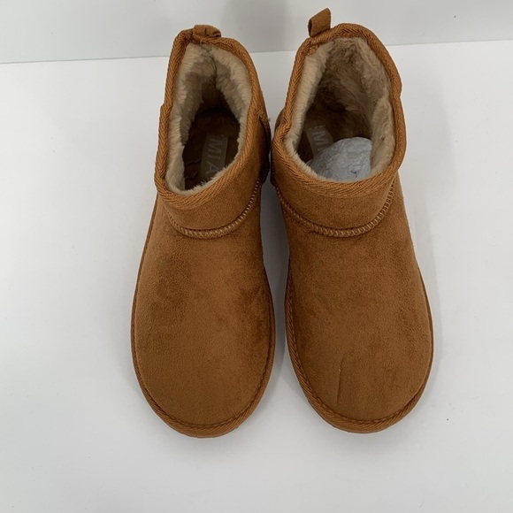 MIA Syndee faux fur lined ankle bootie boot shoe brown cozy warm fabric new 8 - Picture 4 of 6